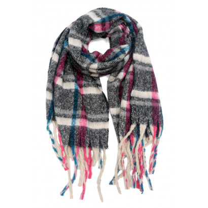 WINTER SCARF WITH STRIPES & FRINGES