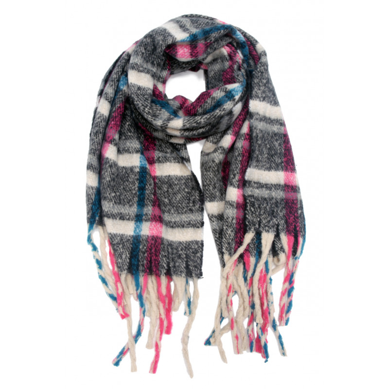 WINTER SCARF WITH STRIPES & FRINGES