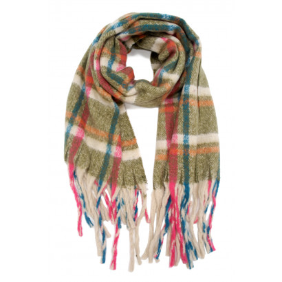 WINTER SCARF WITH STRIPES & FRINGES