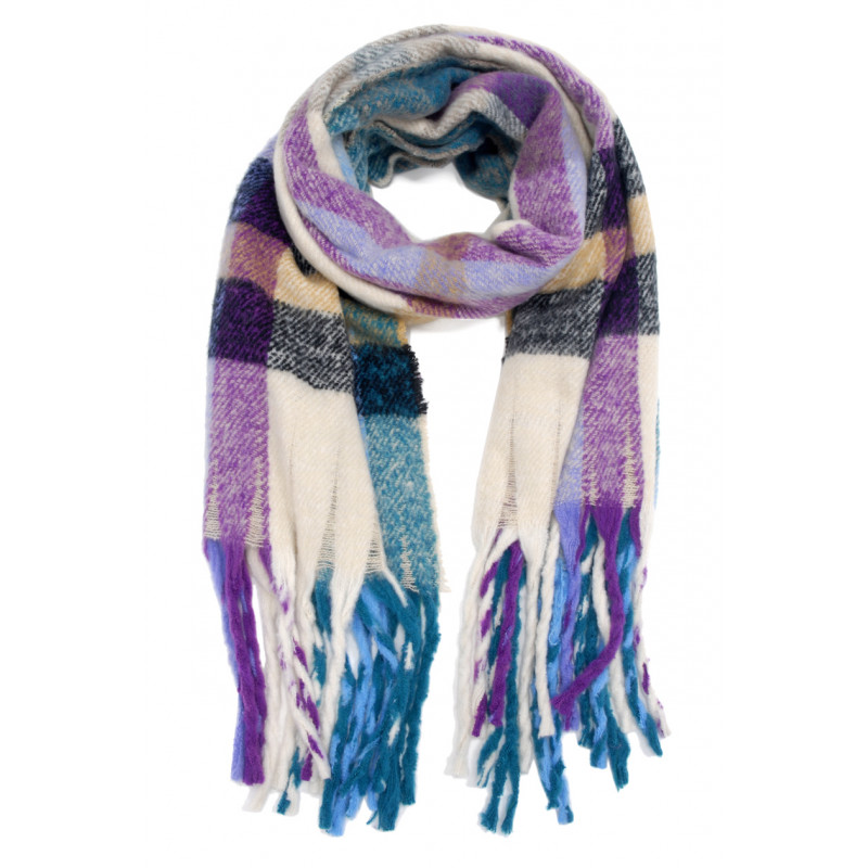 WINTER SCARF WITH STRIPES & FRINGES