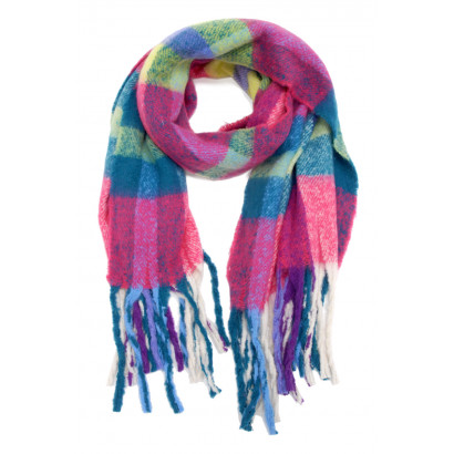 WINTER SCARF WITH STRIPES & FRINGES