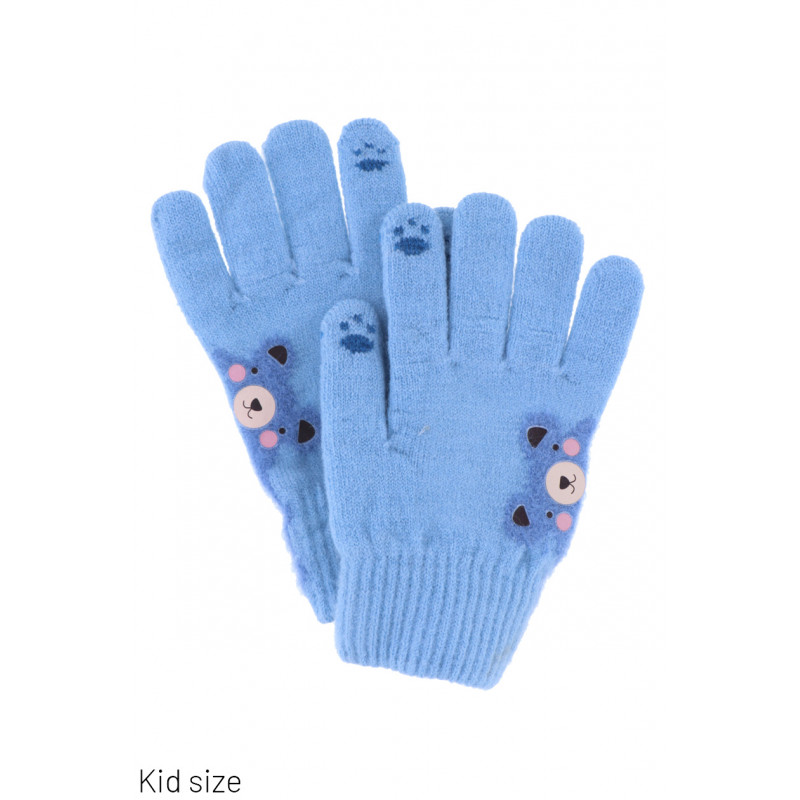 KIDS KNITTED GLOVES WITH TEDDY BEAR