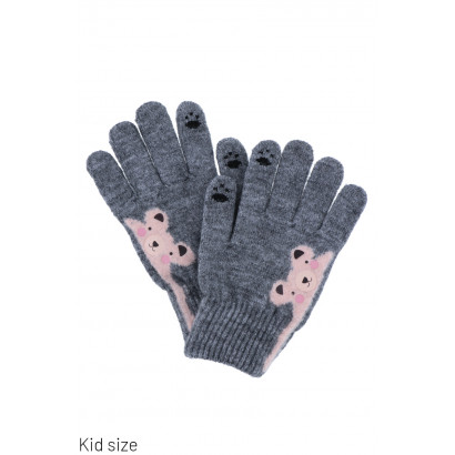 KIDS KNITTED GLOVES WITH TEDDY BEAR