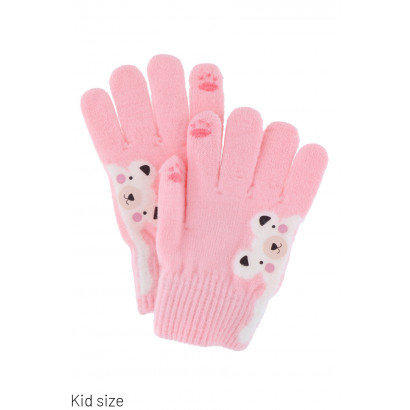 KIDS KNITTED GLOVES WITH TEDDY BEAR