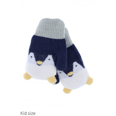 MANOPLA DE PUNTO PARA NIÑO CON PINGÜINO