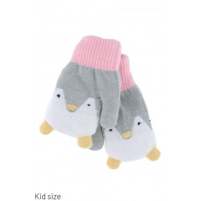 KIDS KNITTED MITTEN WITH PENGUIN