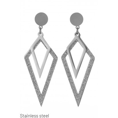 STEEL EARRINGS GEOMETRIC SHAPE WITH GLITTER