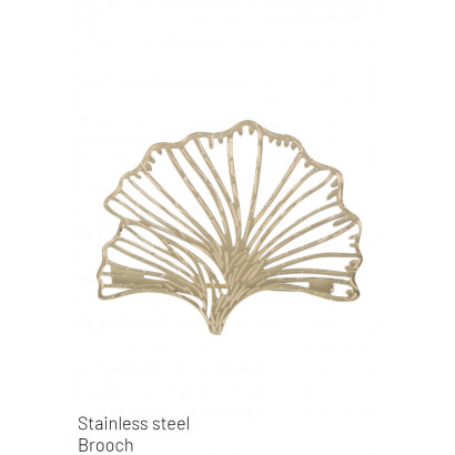 STEEL BROOCH WITH GINKO LEAF