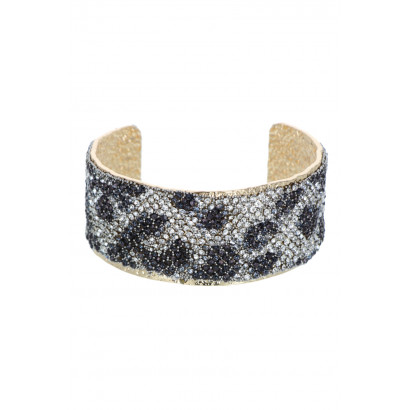 STRAKKE ARMBAND LUIPAARD EN STRASS