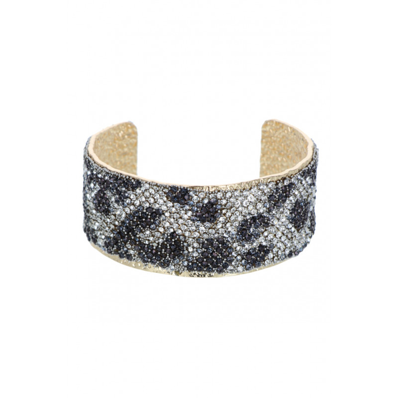 BRACELET RIGIDE LÉOPARD ET STRASS