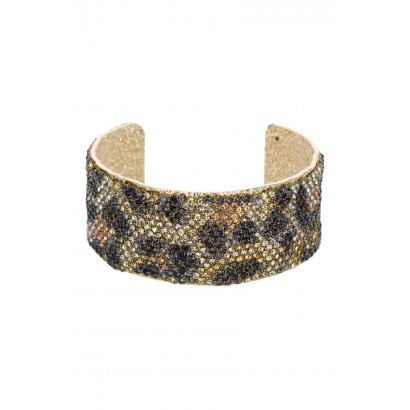 PULSERA RÍGIDA LEOPARDO Y ESTRAS