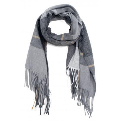 WOVEN WINTER SCARF PRINTED STRIPES WITH FRINGES