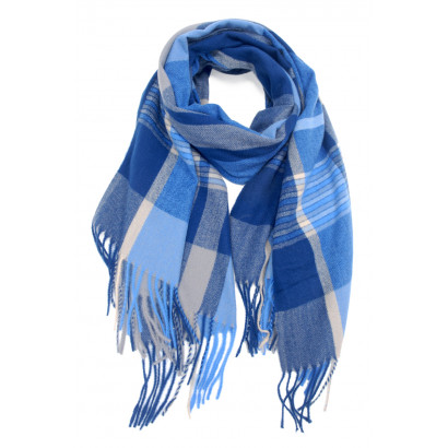 WOVEN WINTER SCARF PRINTED STRIPES WITH FRINGES