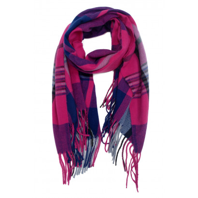 WOVEN WINTER SCARF PRINTED STRIPES WITH FRINGES