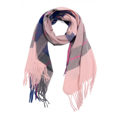 WOVEN WINTER SCARF PRINTED STRIPES WITH FRINGES