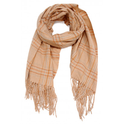 WOVEN WINTER SCARF PRINTED STRIPES WITH FRINGES