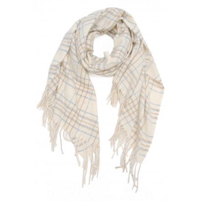 WOVEN WINTER SCARF PRINTED STRIPES WITH FRINGES