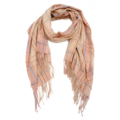 WOVEN WINTER SCARF PRINTED STRIPES WITH FRINGES