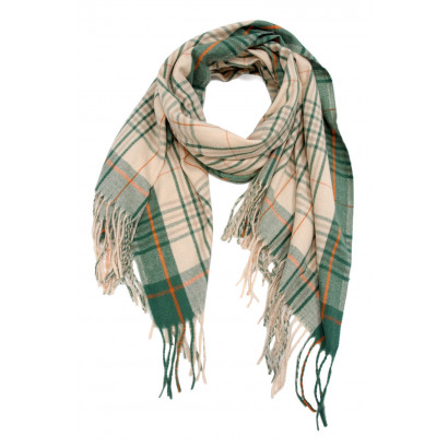 WOVEN WINTER SCARF PRINTED STRIPES WITH FRINGES