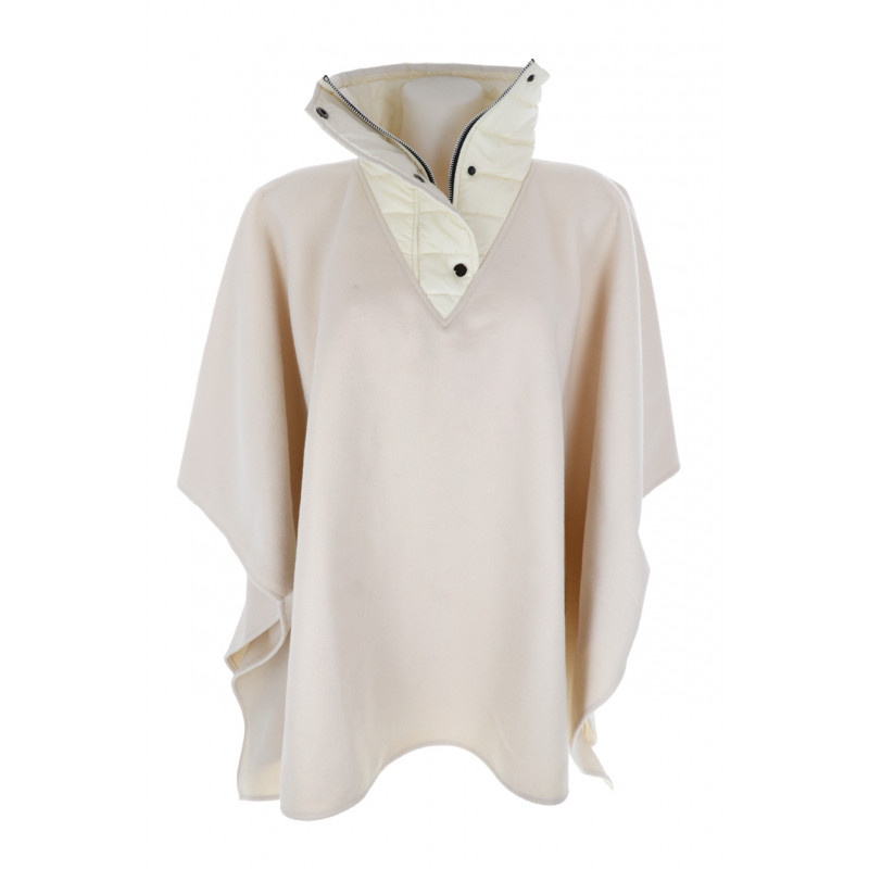 PONCHO WITH COLLAR IN SOLID COLOR