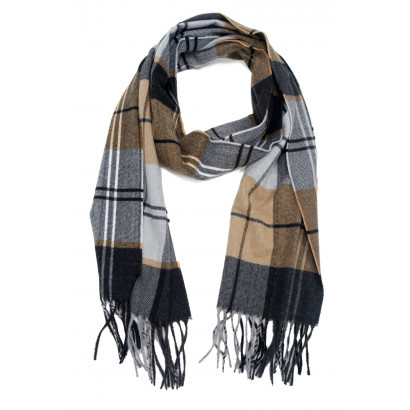 MAN WINTER SCARF WITH LINES AND FRINGES