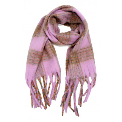 WOVEN WINTER SCARF CHECKED WITH FRINGES