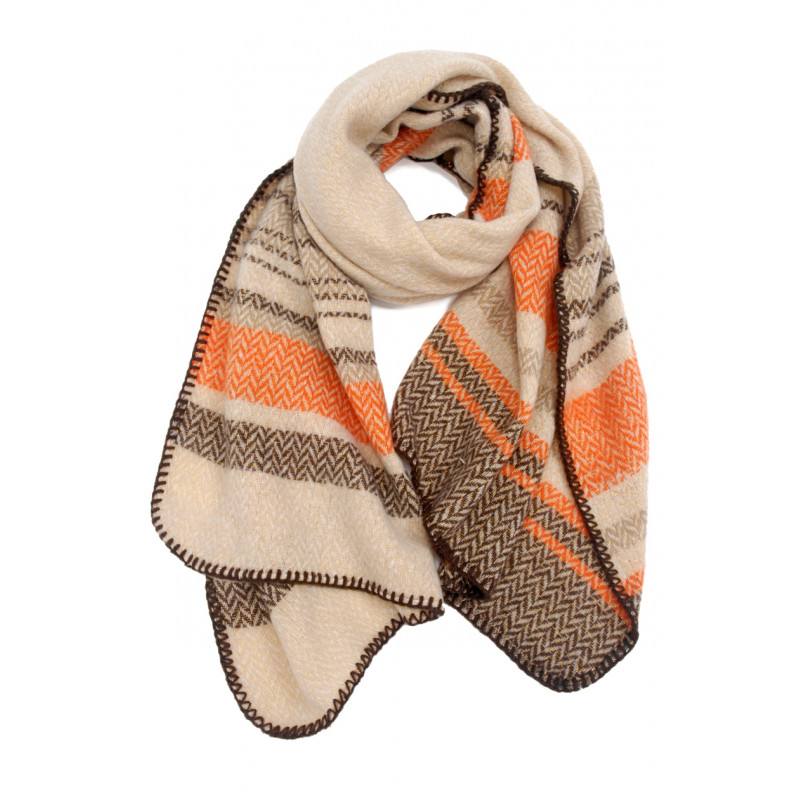 WOVEN WINTER SCARF WITH ZIGZAG AND LUREX