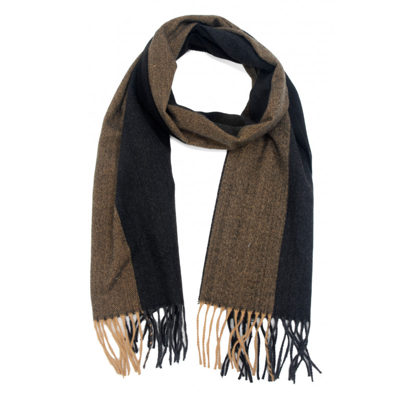 MAN WINTER SCARF WITH LINES AND FRINGES