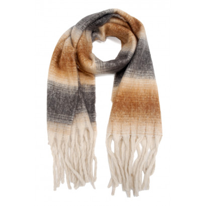 WOVEN WINTER SCARF, COLOR GRADIENT WITH FRINGES