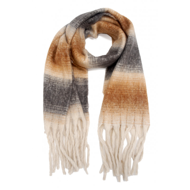 WOVEN WINTER SCARF, COLOR GRADIENT WITH FRINGES