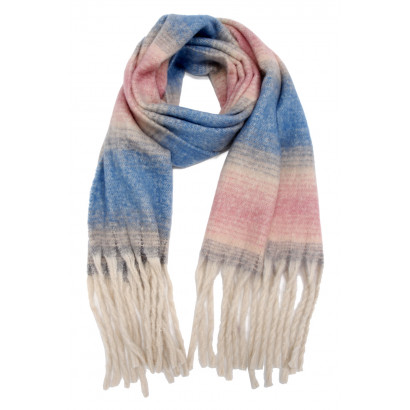 WOVEN WINTER SCARF, COLOR GRADIENT WITH FRINGES