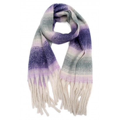 WOVEN WINTER SCARF, COLOR GRADIENT WITH FRINGES