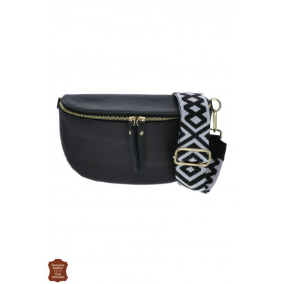 CÉLINA, SAC BANANE EN CUIR, COULEUR UNIE, SANGLE