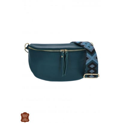 CÉLINA, SAC BANANE EN CUIR, COULEUR UNIE, SANGLE