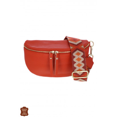 CÉLINA, SAC BANANE EN CUIR, COULEUR UNIE, SANGLE