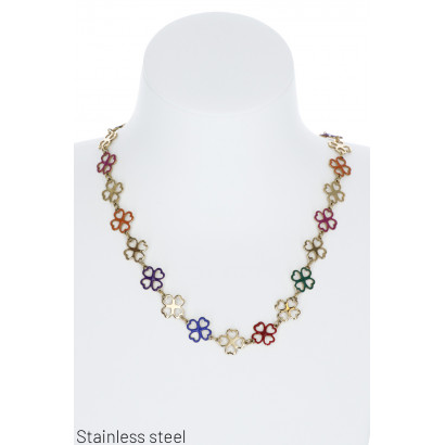 STEEL NECKLACE WITH COLORED...