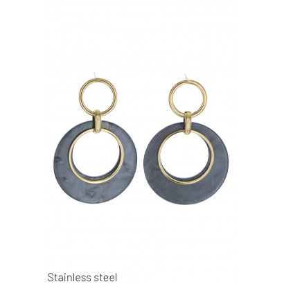 STEEL EARRING ROUND SHAPE IN RESIN