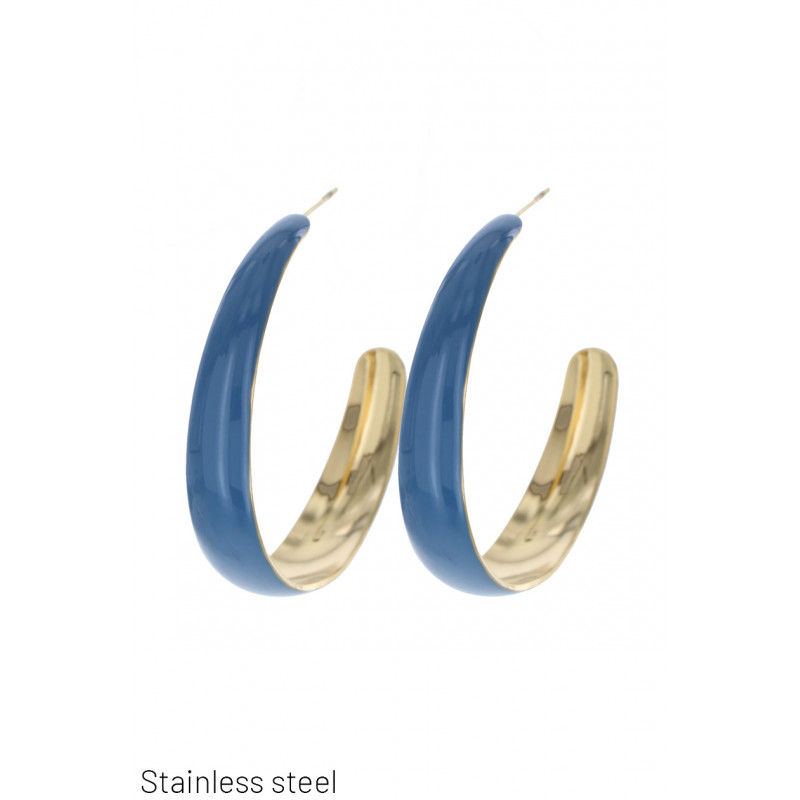 STEEL EARRINGS, COLORED ROUND SHAPE