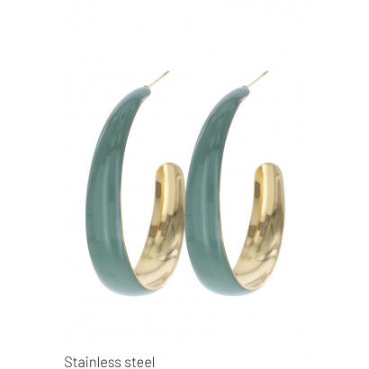 STEEL EARRINGS, COLORED ROUND SHAPE