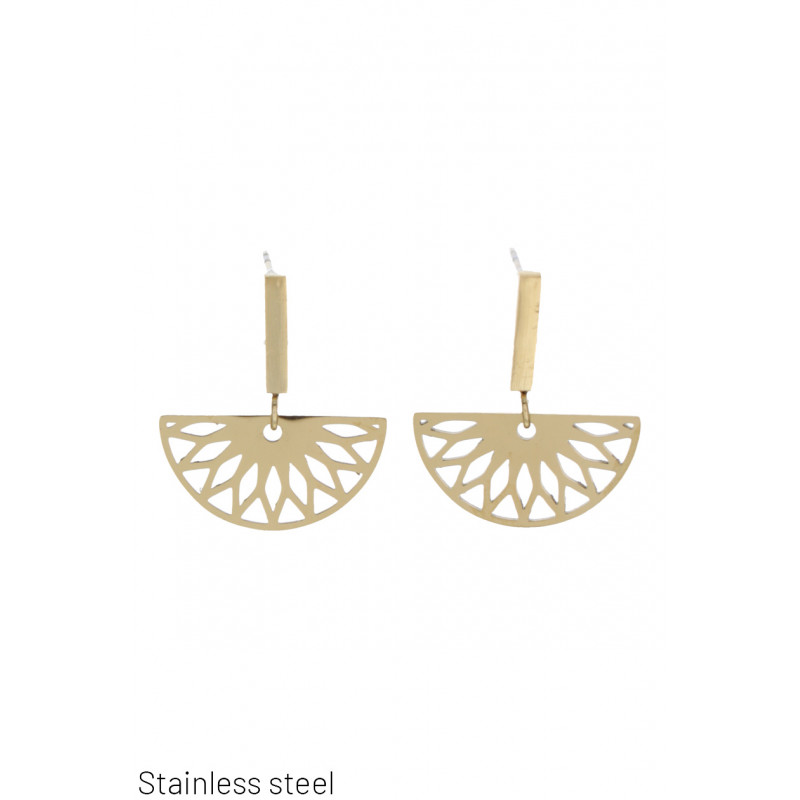 EARRINGS ST. STEEL FAN SHAPE