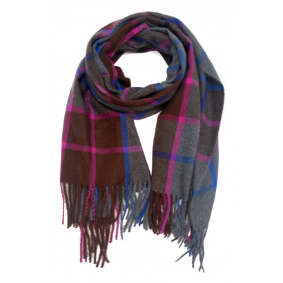 WOVEN WINTER SCARF PRINTED STRIPES WITH FRINGES