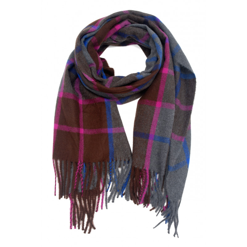 WOVEN WINTER SCARF PRINTED STRIPES WITH FRINGES