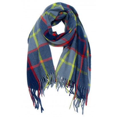 WOVEN WINTER SCARF PRINTED STRIPES WITH FRINGES