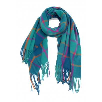 WOVEN WINTER SCARF PRINTED STRIPES WITH FRINGES