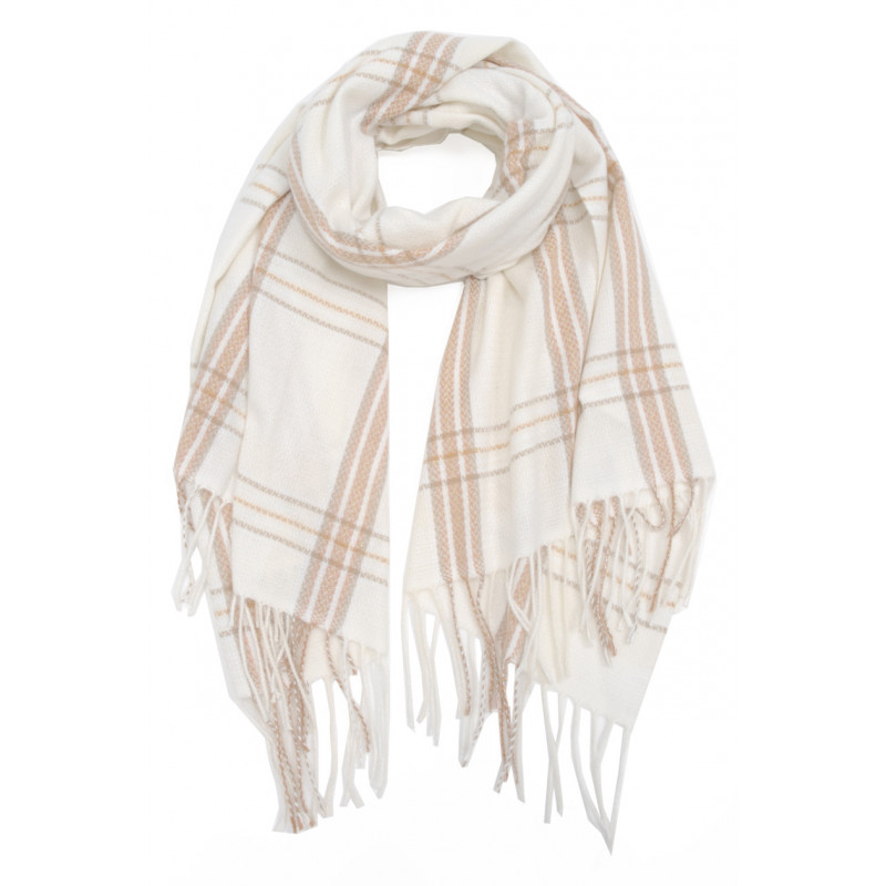 KNITTED SCARF WITH STRIPES & FRINGES