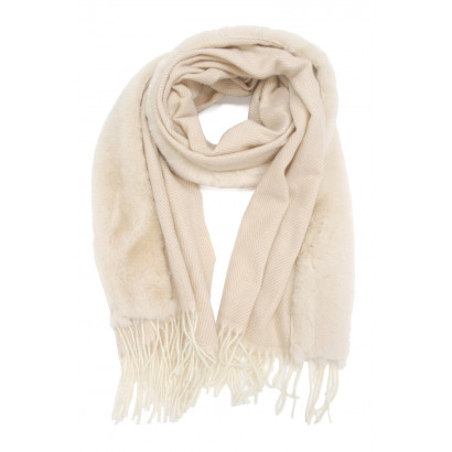 WOVEN WINTER SCARF WITH FUR IMITATION