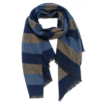 WOVEN WINTER SCARF PRINTED STRIPES