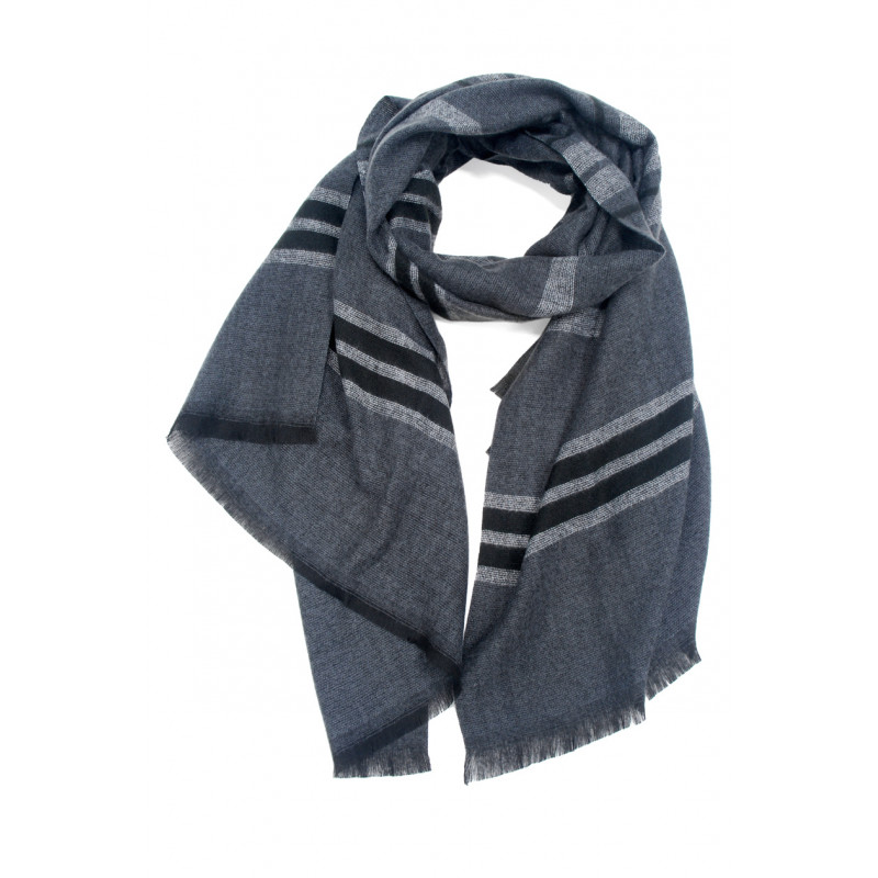 WOVEN WINTER SCARF PRINTED STRIPES