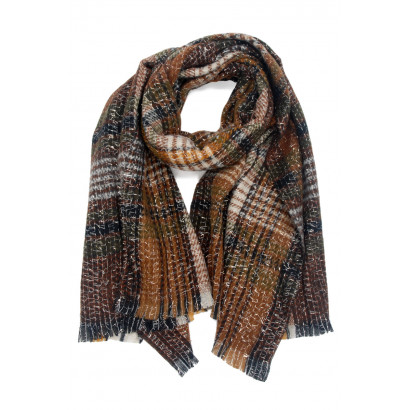 WOVEN WINTER SCARF CHECKED WITH LUREX