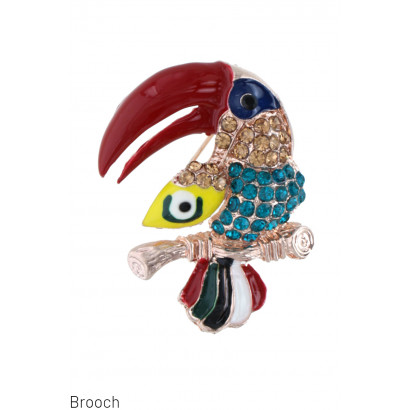 BROCHE FORME TOUCAN ET PIERRE À FACETTES